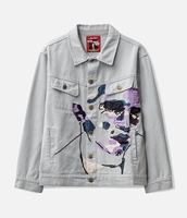 Conception personnalisée Distressted Patch 100% coton délavé gris clair Heavy Trucker Canvas Work Jacket Men