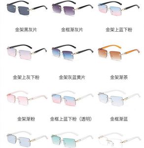 Lunettes de soleil rectangulaires vintage pour hommes et femmes avec logo personnalisé, UV400, couleurs dégradées, sans monture, carrées - Product Image 6
