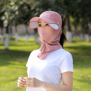 Chapeau de soleil d'été unisexe respirant avec masque facial amovible et ouverture pour queue de cheval, idéal pour le travail, la pêche et le quotidien - Product Image 4