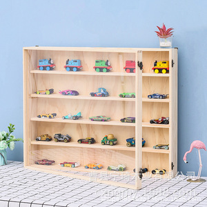 Étagère de rangement pour voitures miniatures en bois massif, multi-compartiments, boîte pour modèles de voitures en bois à l'échelle 1:64 - Product Image 1