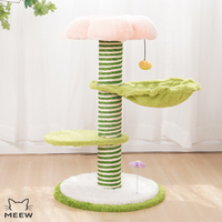 Arbre à chat en forme de fleur avec griffoir en sisal, plateformes multi-niveaux et hamac en tissu peluche doux résistant à l'usure