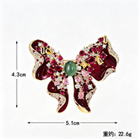 Broche rétro rouge bordeaux avec nœud, corsage en émail micro-serti de diamants, broche pour robe de soirée et style cheongsam