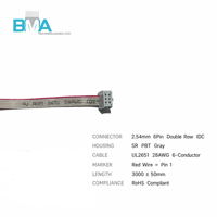 Câble ruban gris personnalisé UL2651 28AWG à 6 conducteurs, 1,27 mm à 2,54 mm IDC Micro-Match, 3000 mm pour équipement d'automatisation