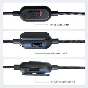 สายหูฟังสำหรับเล่นเกม 2 เมตร พร้อมปลอกหุ้ม PVC และปุ่มควบคุมระดับเสียง ขนาด 3.5 มม. แบบสเตอริโอ ใช้แทนสายเดิมสำหรับ <span class=keywords><strong>Logitech</strong></span> <span class=keywords><strong>G433</strong></span> G233 - Product Image 6