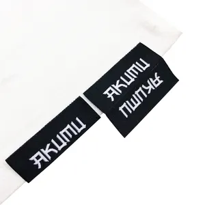 Custom Brand Name Hem Labels T-Shirt Woven Logo Sleeve Tags Center Fold Hem Tags