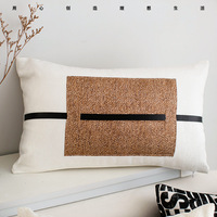 2025 moderne luxe PU cuir Patchwork lombaire housse de coussin maison canapé décor taie d'oreiller