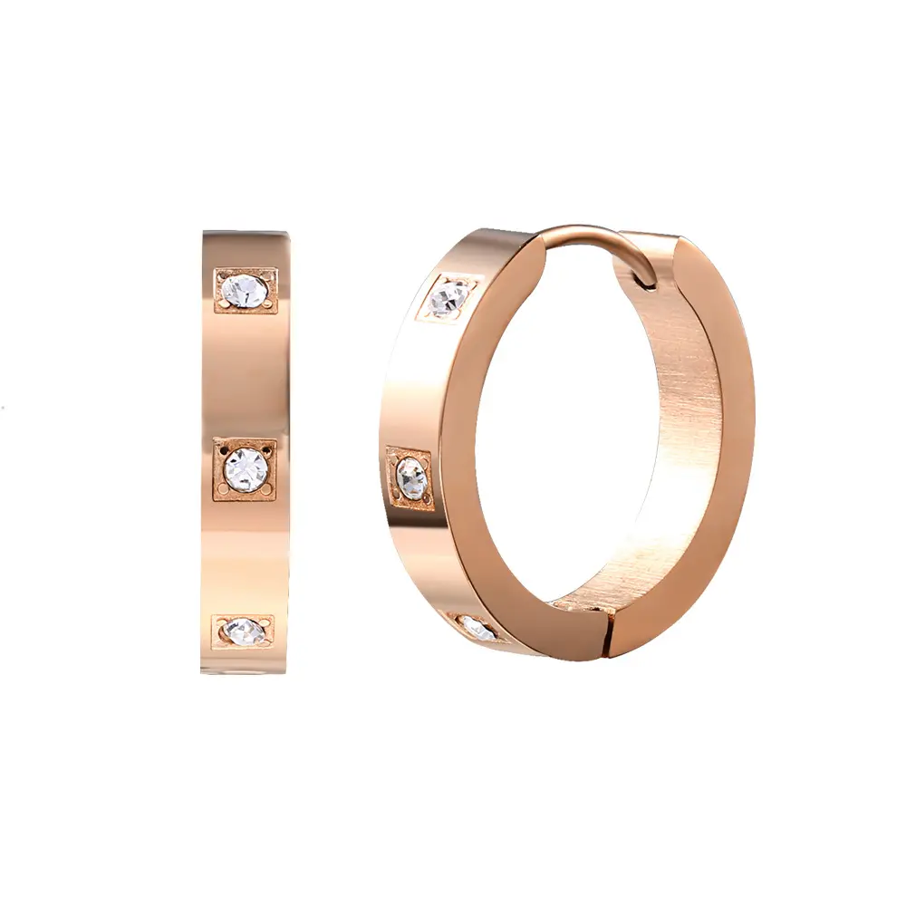 Nuovi orecchini in titanio 316L social Media SNS Clip-on orecchini in oro 18 carati orecchini in acciaio inossidabile con zirconi micro-intarsiati