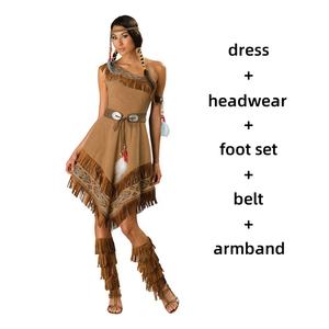Vestido <span class=keywords><strong>de</strong></span> Cosplay <span class=keywords><strong>de</strong></span> <span class=keywords><strong>princesa</strong></span> india salvaje para mujer, <span class=keywords><strong>disfraz</strong></span> <span class=keywords><strong>de</strong></span> Halloween, tocado para adultos, brazalete, cinturón, disfraces <span class=keywords><strong>de</strong></span> fiesta - Product Image 2