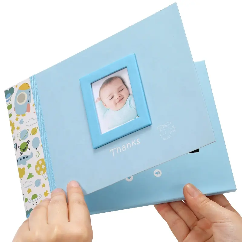 Personalizado bebé ducha gracias tarjetas chino casera grabable LCD tarjetas de felicitación de vídeo