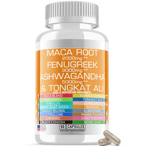 OEM Maca Root Cápsulas com Feno-Grego Ashwagandha Tongkat L Arginina Ginseng Energia tudo em 1 Suplemento de Resistência - Product Image 1