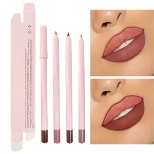 Wholesale Custom Logo Vegan Lip Liner Waterproof Creamy Long Lasting Wooden Lip Liner Pencil