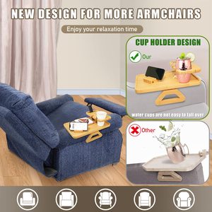 Hai lớp tre ghế cánh tay Khay bảng sofa clip trên Khay bảng với người giữ cốc và người giữ điện thoại - Product Image 4