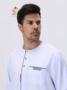 Men's Solid Color Modest Burqa Regular Fit Long Sleeve Floor Length Elegant Traditional Muslim Clothing Middle East Style - Product Image 2
