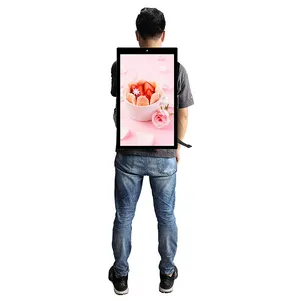 21,5 polegadas 27 polegadas humana Walking Sign LCD Digital Signage Display mochila portátil Billboard para publicidade ao ar livre