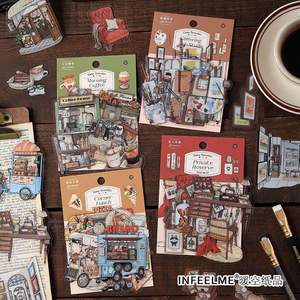 漫画タイムウォーカーシリーズPETステッカーバッグレトロインズコーヒーアートスタジオプランナーDIY装飾ステッカー - Product Image 1