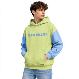 Ensemble de survêtement unisexe à blocs de couleur, sweat à capuche et pantalon de jogging, 100% coton French Terry, long et oversize, style streetwear - Product Image 1