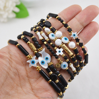Bracelets de perles faits à la main bricolage à la mode pierre naturelle avec accessoire d'oeil de coquille en acier inoxydable Bracelet pour femme en or 14 carats