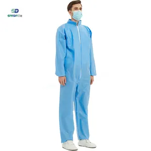 फ़ैक्टरी प्रत्यक्ष बिक्री स्तर 3 एसएमएस सुरक्षित खतरनाक सामान सुरक्षात्मक कपड़े नीला डिस्पोजेबल सुरक्षात्मक कवरऑल
