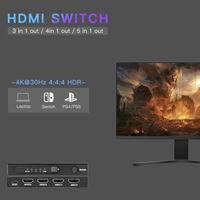 Commutateur HDMI SYONG 3 entrées 1 sortie, commutateur HDMI 2.0 4K30Hz, séparateur 3 ports, sélecteur de commutateur HDMI, pour PS5 Xbox Lecteur DVD Fire