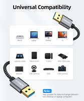 Cable de carga rápida SUNGUY de alta velocidad USB A con trenzado de nailon, cable de datos USB para teléfono móvil y portátil.