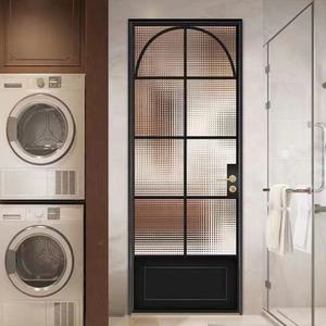 אמריקה סגנון בחצר האחורית נדנדה דלת מעוקל אלומיניום דקורטיבי ברים inswing דלת צירים עם סטורם זכוכית פלדת דלת - Product Image 4