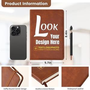 Agenda quotidien personnalisé de luxe en cuir relié cousu avec logo et slogan d'entreprise, format A5 ligné – Cadeau d'affaires sur mesure HKZB - Product Image 3