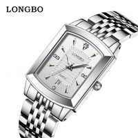 Mode LONGBO femmes hommes montres carrées avec diamant Couples montre pleine or amoureux pour hommes femmes horloge Quartz montre-bracelet 83605