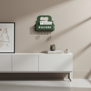 رف تخزين حديث على شكل شاحنة مصنوع من الحديد المعدني الأخضر للتعليق على الحائط في المطبخ من ديكورويل - Product Image 2