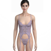 2024 Lady Ondergoed Mode Sexy See Through Borduurwerk Kant Lingerie String Thong Groothandel Korset Bh & Korte Sets