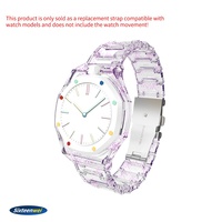 Glitzerndes Transparentes Kunststoff-Uhrenarmband für Royal Pop mit Faltschließe, Modisches Uhrenband für Royal Pop