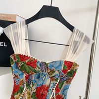Haut Corset Style Royal à Imprimé Floral, Sexy, Dos Ouvert, Bandage Croisé, Bustier, Camisole à Baleines pour Soirées, Rendez-vous Galants, Clubs et Fêtes