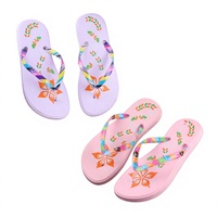 Vente en gros usine – Tongs ouvertes en EVA pour femmes, antidérapantes, anti-odeur, imprimées couleurs mélangées, printemps-été