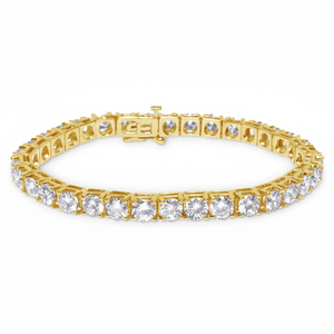 Pulsera de tenis de diamante redondo Natural para mujer, de oro amarillo de 14K - Product Image 2