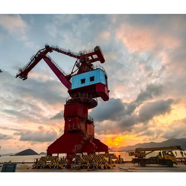 New Electric Port Portal Crane Single Jib Level Luffing Crane Marine Dock Pedestal Crane 60 Ton 80 Ton 120 Ton