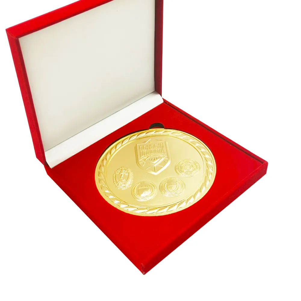 वनवे थोक कस्टम स्मारिका उपहार मखमली धातु सोना पदक बॉक्स कस्टम तामचीनी स्मारिका सिक्का