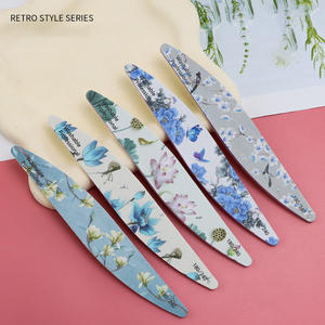 Lima de uñas de doble cara con forma de sauce, grano 180/240, para manicura, estilo de pintura tradicional china, color flor - Product Image 2