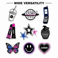 Autocollants personnalisés de haute qualité, décoratifs, découpés individuellement, imperméables, résistants aux UV, amovibles, avec logo en carton, couleurs CMYK/Pantone pour