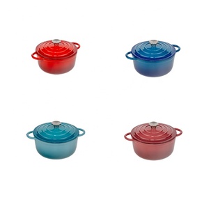 Casserole en fonte émaillée rouge de 20-22 cm <span class=keywords><strong>avec</strong></span> <span class=keywords><strong>couvercle</strong></span> pour la cuisine et la préparation de ragoûts - Product Image 5