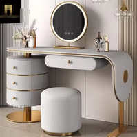 Meubles de chambre à coucher de luxe personnalisés de haute qualité, ensemble de table de toilette avec miroir de maquillage LED intelligent et tiroirs