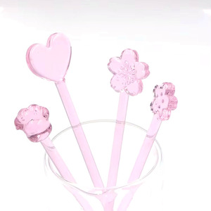 عصا تحريك المشروبات الزجاجية الشفافة الوردية المخصصة للبار والمشروبات والقهوة والعصير والحفلات - Product Image 6