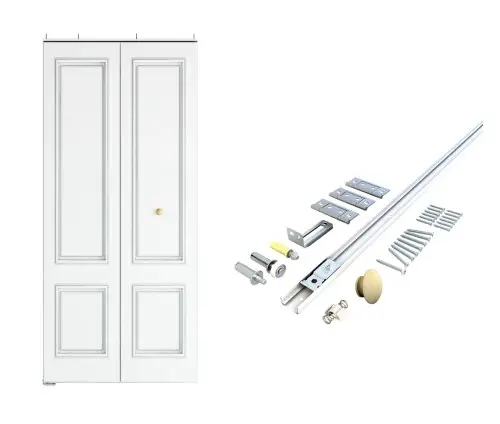 Morden Style Wooden Wardrobe Door, Steel Track Sliding Bi-fold Closet Door Hardware