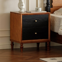 Commode rétro française en bois massif, table de chevet noire avec tiroirs de rangement pour chambre à coucher