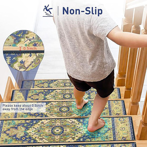 Tappetini per Scale in Stile Persiano Personalizzati, Ecologici, Antiscivolo, Lavabili in Lavatrice, per Gradini in <span class=keywords><strong>Legno</strong></span> 8x30 Pollici - Product Image 2