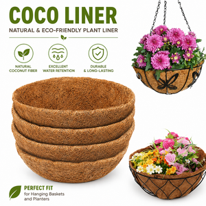 Reemplazo de Forro de Fibra de Coco <span class=keywords><strong>para</strong></span> Cestas <span class=keywords><strong>Colgantes</strong></span>, Maceta Natural de Fibra de Coco <span class=keywords><strong>para</strong></span> Jardín, Flores, Exterior, Venta al por Mayor, OEM Personalizado - Product Image 1