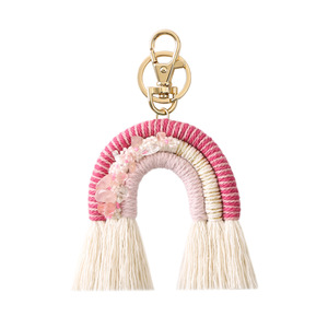 Promotion <span class=keywords><strong>2022</strong></span> : Bijoux, Cadeaux, Pendentif, Breloque de sac à pompon, Porte-clés de voiture, Porte-clés tressé arc-<span class=keywords><strong>en</strong></span>-ciel style bohème - Product Image 5