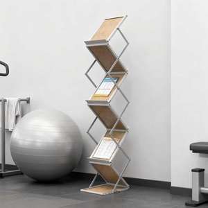 Espositore per Brochure in Legno, Porta Brochure in Alluminio e Acciaio A4 per Fiere e Hall - Product Image 2