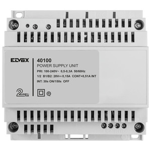 Elvox 40100 Bloc d'alimentation 100-240V 0.5-0.3A 28V DC 0.15A 30s marche 150s arrêt - Product Image 1