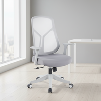 Chaise de bureau ergonomique pivotante au design nordique, avec accoudoirs fixes, hauteur réglable, en tissu maillé, pour la maison et le bureau