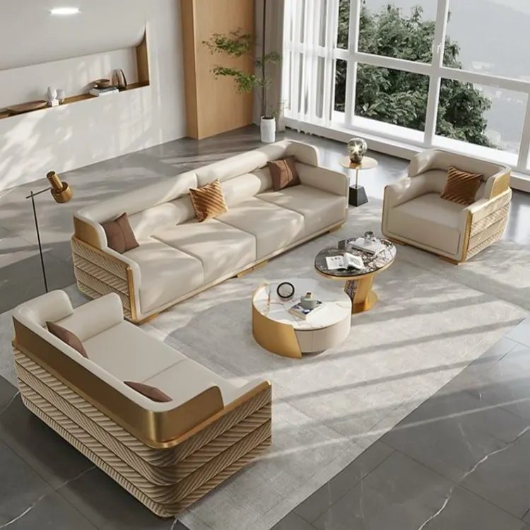 2023 newest Italian leather sofa home furniture light luxury living room sofa sets