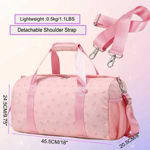 Elegante Bolsa Deportiva de Pana para Niñas, con Múltiples Compartimentos, Compartimento para Zapatos y Bolsillo para Ropa Seca y Mojada - Product Image 3